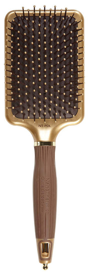 Olivia Garden paddle brush front view showing wide cushioned head for smooth styling