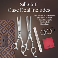 Olivia Garden case open with a 5.75" shear and 6" thinner neatly stored
