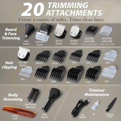 OLOV For Man clipper head with comb guides demonstrating adjustable hair lengths