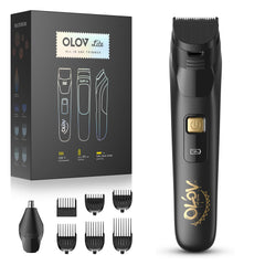 OLOV LITE front view showing sleek black design and gold logo, professional appearance