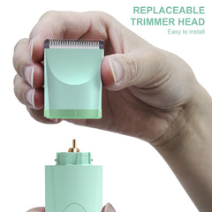 OLOV trimmer under running water in shower showing waterproof cleaning convenience