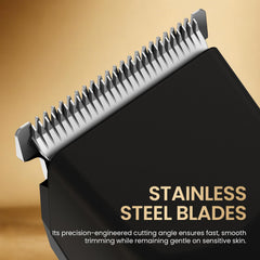 OLOV X stainless steel blade detail highlighting smooth cutting edge and reduced pulling