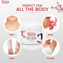 OMIC Geisha label close-up showing kojic and glycolic acids