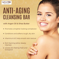 OMIC Lighten-Up shea and argan ingredients arranged to show nourishing oils