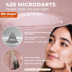 OMMA microdart close-up showing dissolving microcrystal texture for deeper delivery