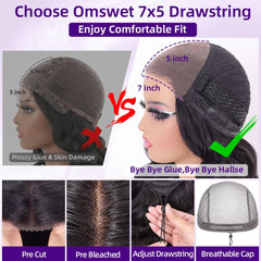 omswet wig cap interior with drawstring and hooks for secure glue-free hold