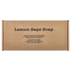One With Nature Lemon Sage bar in bathroom setting demonstrating gentle cleansing and fresh scent
