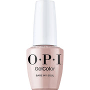 OPI bottle front view showing Bare My Soul shade and glossy finish benefit