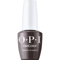 OPI bottle front view showing rich brown shade and glossy finish benefit