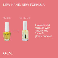 OPI being brushed onto a cuticle, promoting softer hydrated nail edges