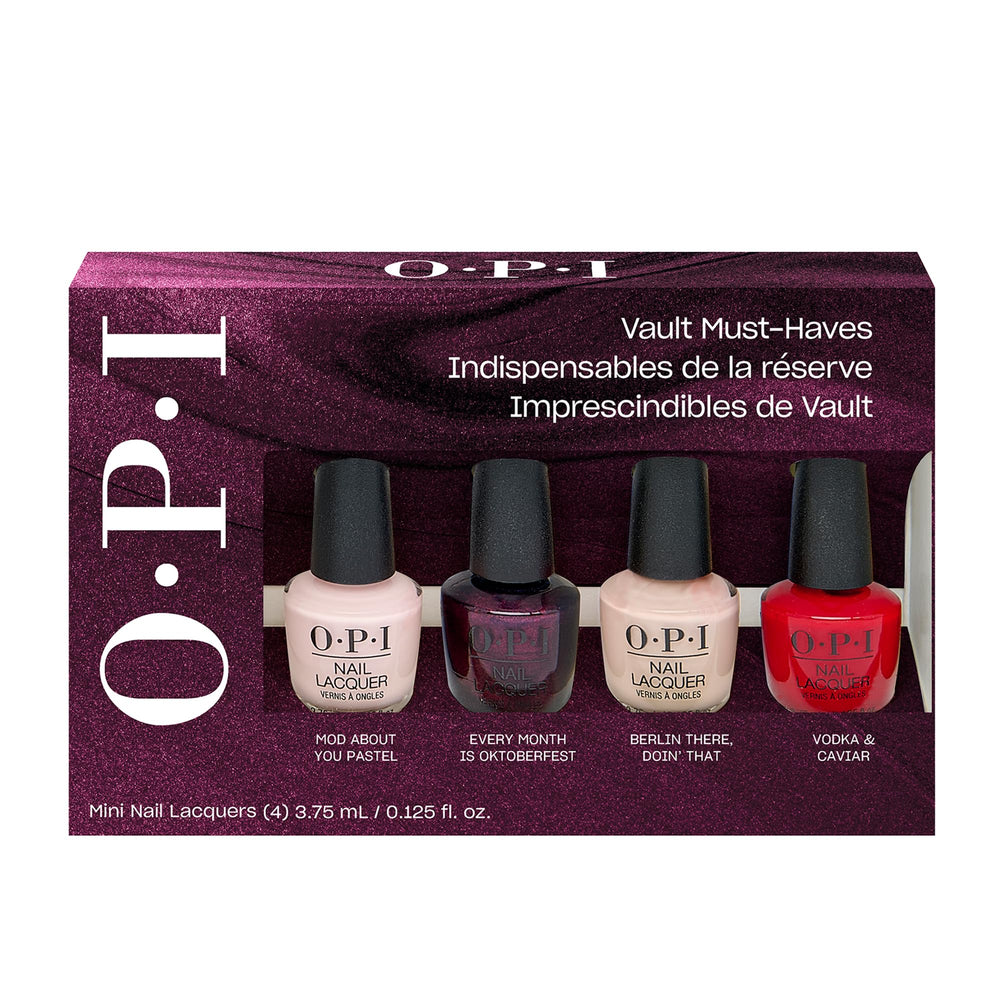 OPI mini set front packaging showing four fall shades and brand identity for gifting