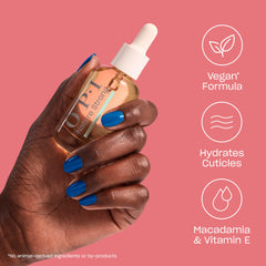 OPI oil texture on fingertip highlighting lightweight, fast-absorbing formula