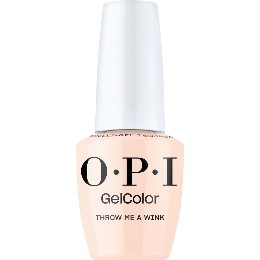 OPI bottle front view showing pale pink crème shade and glossy benefit