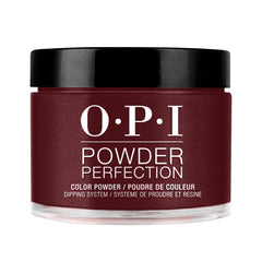 OPI front packaging showing deep burgundy powder and clear jar benefit high-quality pigment
