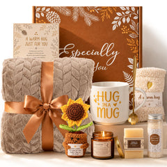 OPOWIS front view of full gift basket showing all 10 pieces and neat presentation