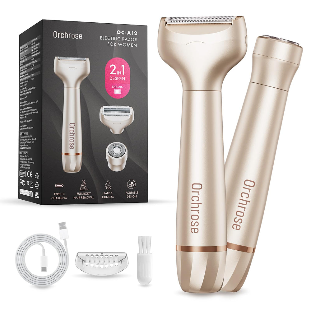 Orchrose razor front view showing compact body and ergonomic grip for comfortable shaving