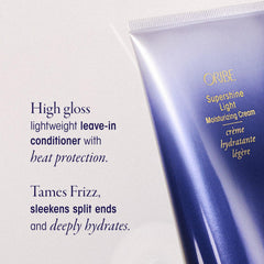 Oribe label close-up highlighting product name and benefits for clarity