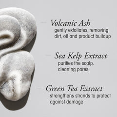 Oribe in-hand application showing mousse dispensed for even scalp coverage