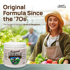 Original Udder Balm being applied to hands for fast softening benefit