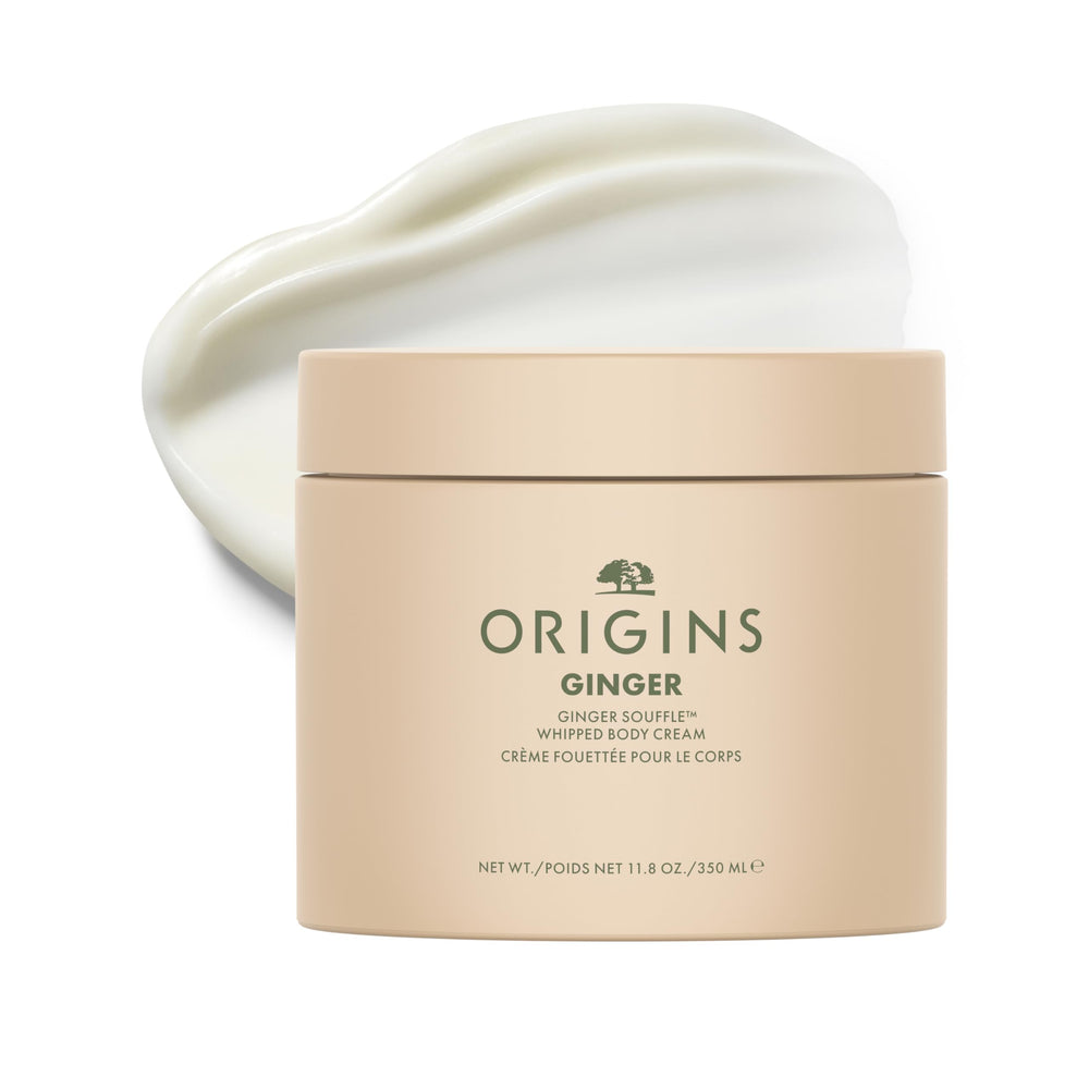 Origins jar front view showing ginger souffle cream and hydrating benefits