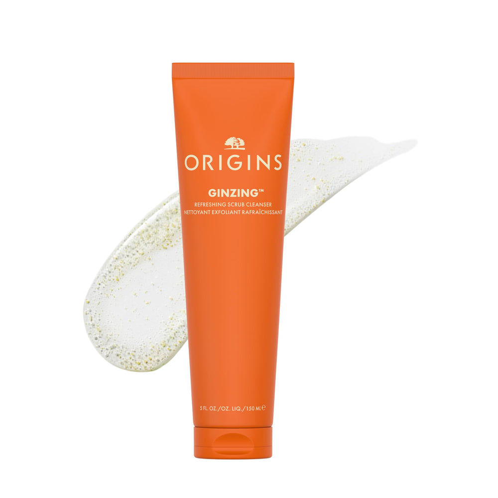 Origins GinZing cleanser front packaging showing bottle and branding benefits