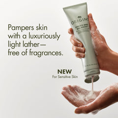 Origins pump dispensing airy foam for easy application and control