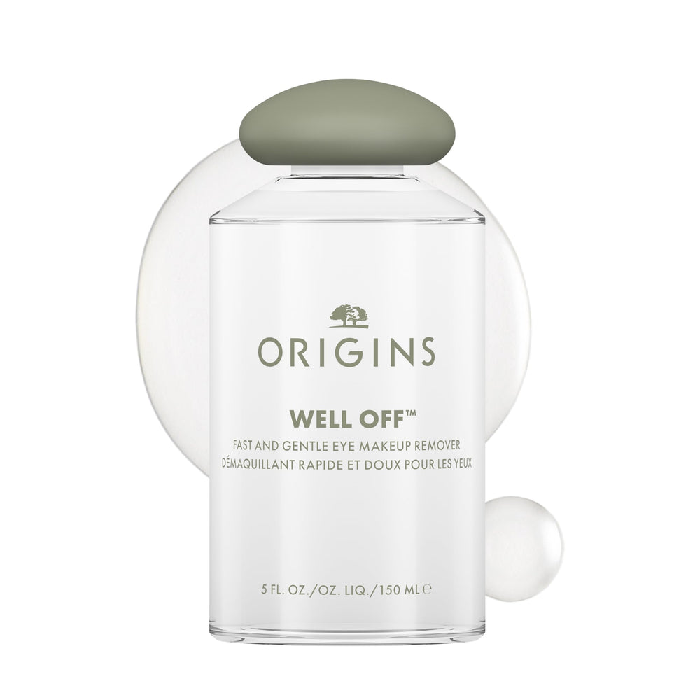 Origins Well Off front packaging showing clear bottle and label for easy identification and benefit