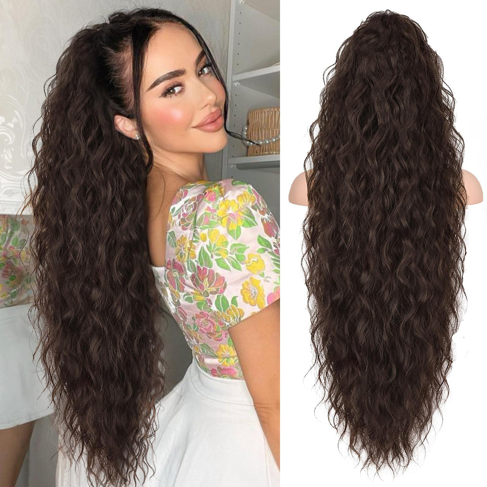 ORSUNCER front view showing full 30-inch ponytail for instant length