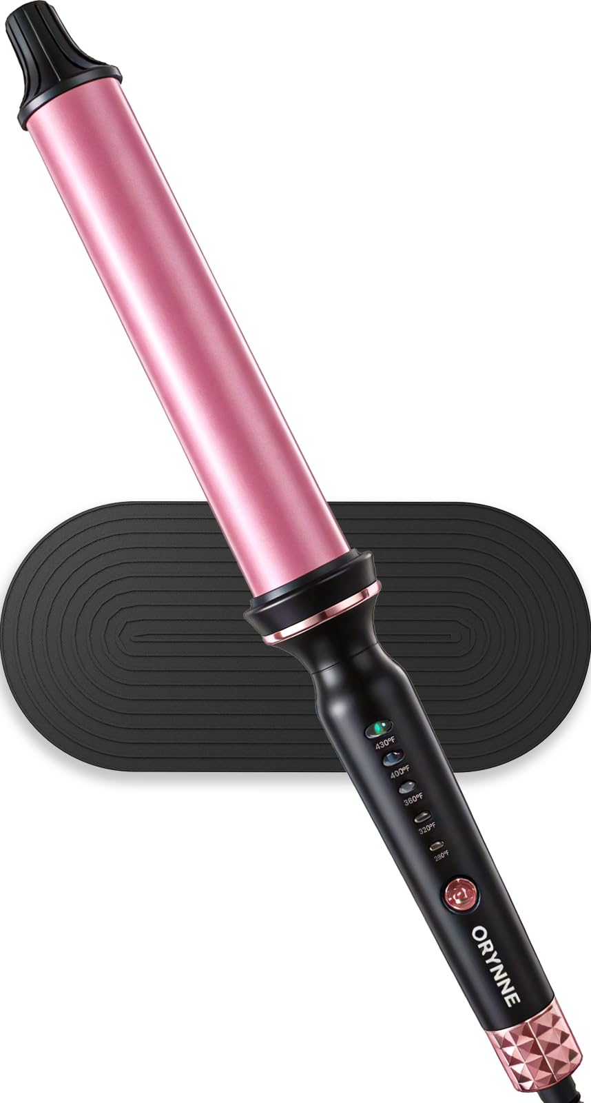 ORYNNE large barrel front view showing full wand and ergonomic grip for easy styling
