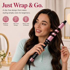 ORYNNE wand in hand creating loose beach waves for fast styling results