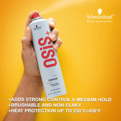 OSiS+ back label with usage instructions and heat protection details