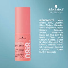 OSiS+ soft dust in use styling crown with visible root lift benefit