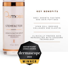 OSMOSIS StemFactor single serum droplet closeup demonstrating lightweight texture benefit
