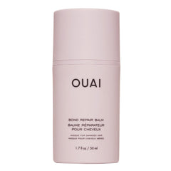 OUAI Bond Repair Balm front packaging showing compact travel tube and benefits