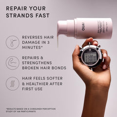 OUAI Bond Repair Balm open cap with pump dispensing product for easy use