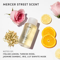 OUAI shampoo pump dispensing foam demonstrating gentle lather and easy application