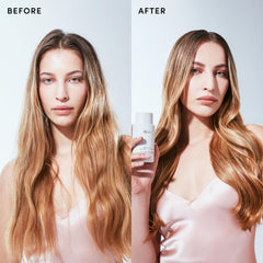 OUAI applied in shower on wet hair, showing quick five-minute shine benefit