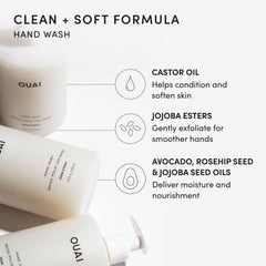 OUAI hand lotion cream swirl highlighting quick-absorbing hydration benefit