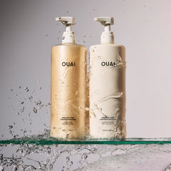 OUAI medium back label close-up listing ingredients and usage instructions benefit transparency