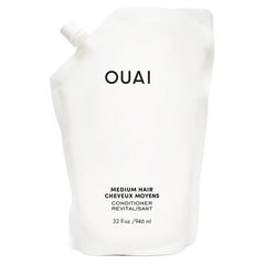 OUAI medium conditioner refill front view shows full 32 oz supply and value