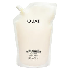 OUAI Medium shampoo refill front label showing product identity and benefits