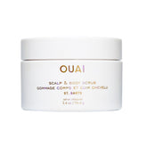 OUAI front bottle view showing St. Barts scrub and travel-friendly size benefit