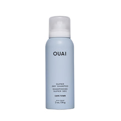 OUAI travel dry shampoo front packaging showing compact size and branding benefit: portability
