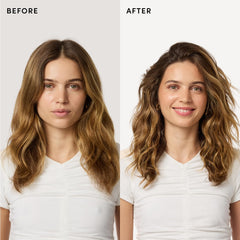 OUAI wave spray held in hand to show compact size and easy grip