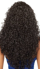 Outre Penny half wig in use blended with natural hair for seamless finish