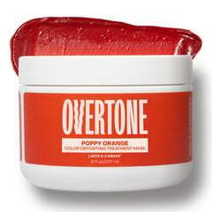 oVertone jar front packaging showing poppy orange treatment and benefits