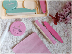 P-Shine deerskin applicators pair highlighting soft tools for gentle buffing and even coverage