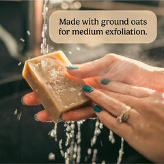 Pacha Soap Co Dirty Hippie rolled oats detail illustrating natural exfoliant
