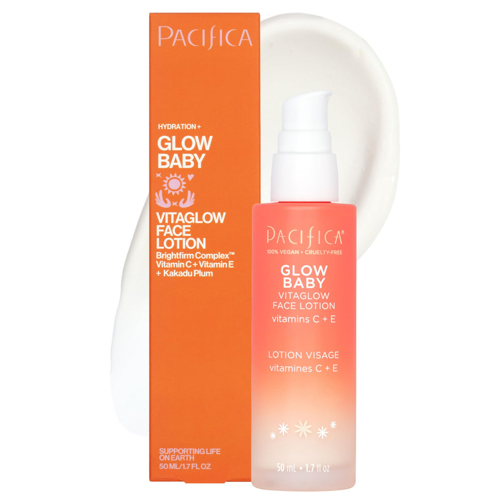 Pacifica Glow Baby front packaging showing tube and brand for brightening benefits