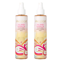 Pacifica Island Vanilla front packaging showing twin bottles and label benefits